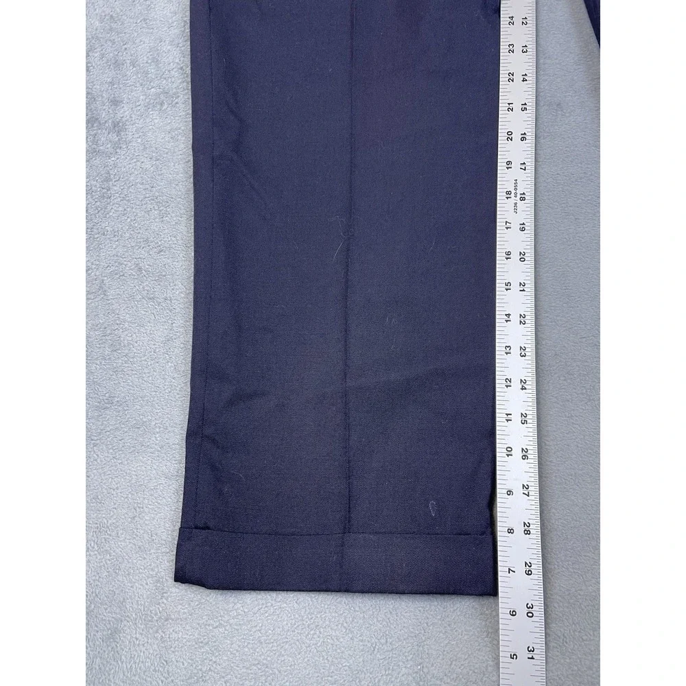 Eddie Bauer Pants Mens 35x30 Blue Navy Relaxed Fit Pleated Cuffed‎ Straight Wool